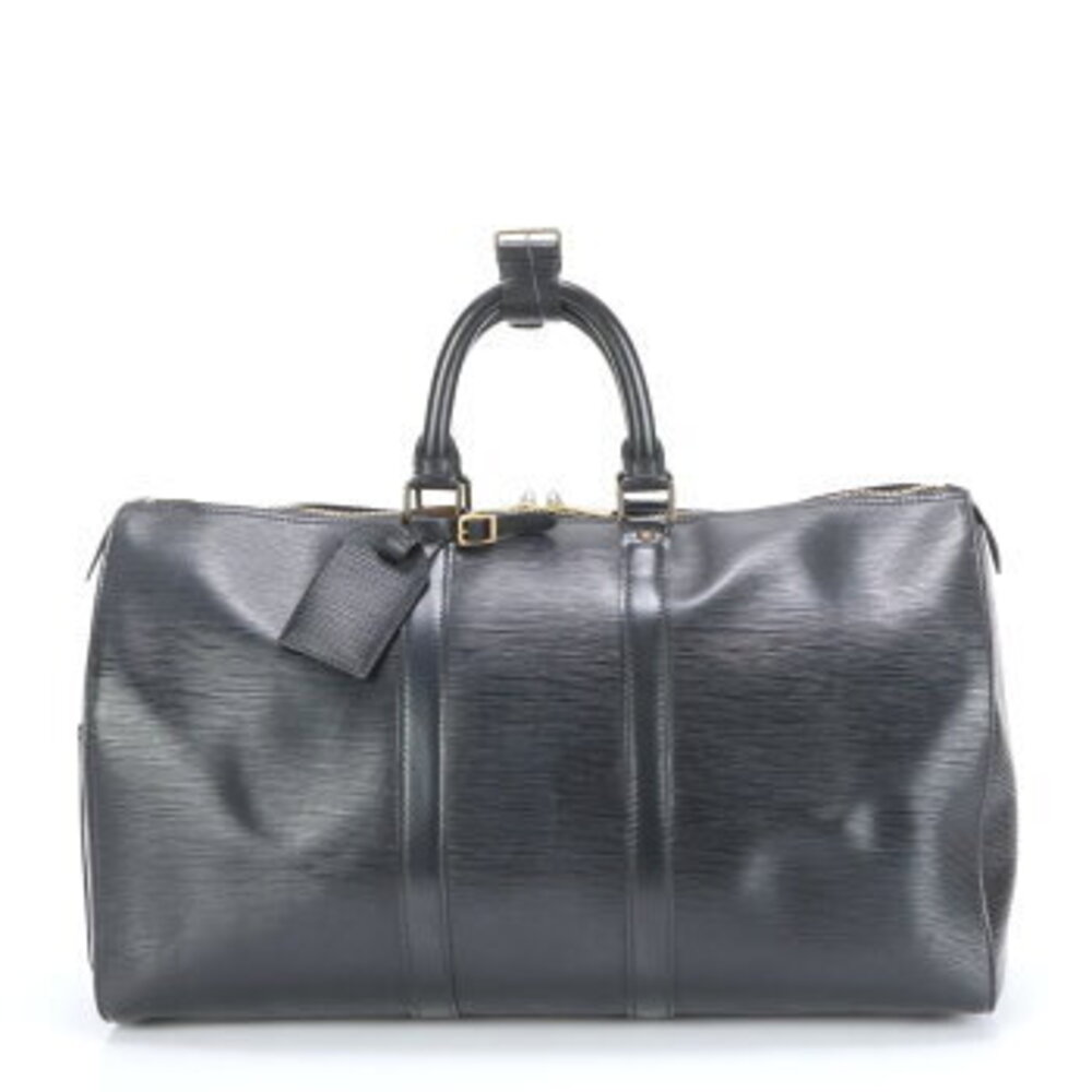 Louis Vuitton Epi Keepall Noir Black Leather Boston Bag Travel Tote
